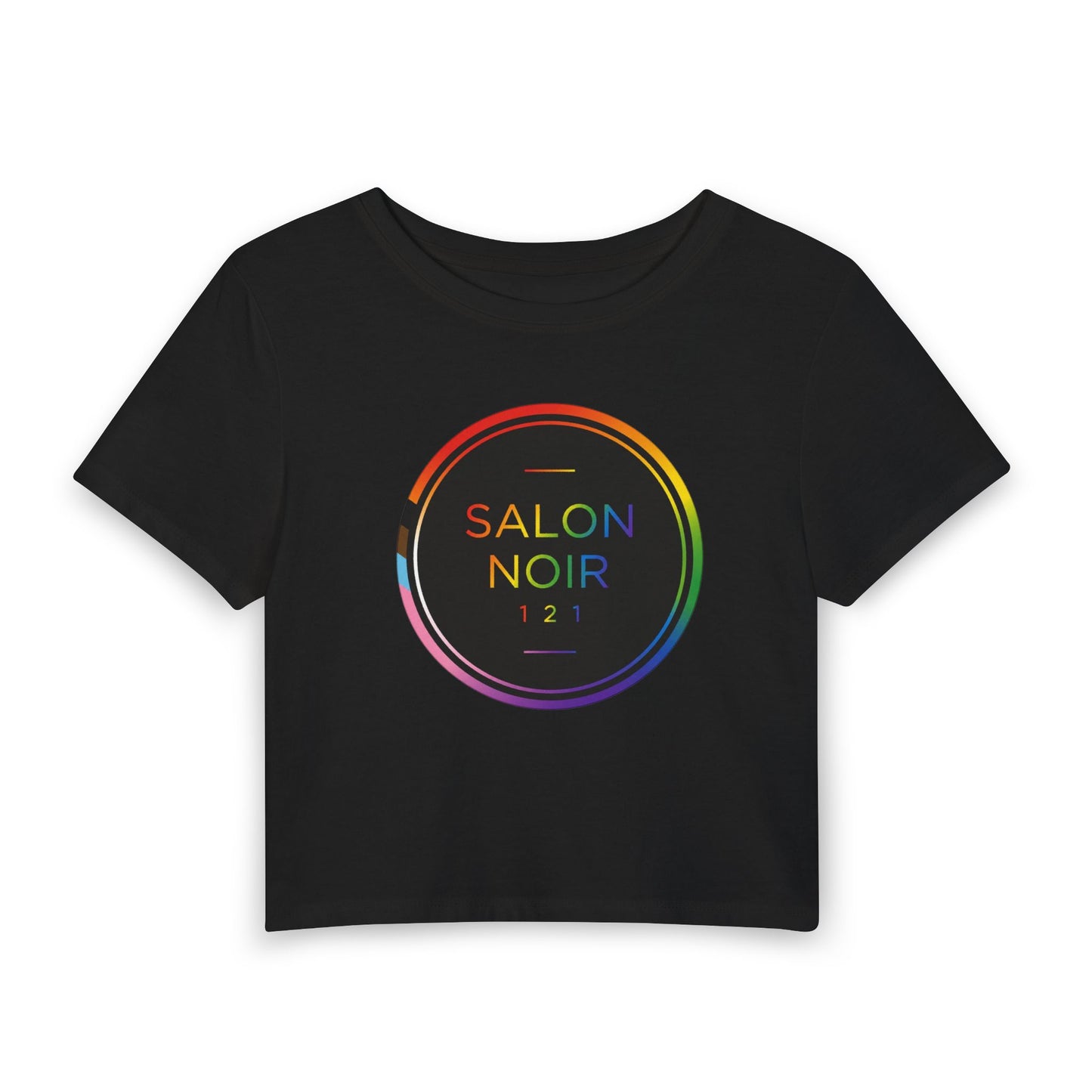 Salon Noir Crop Tee — Rainbow Circle Logo Women's Baby T-Shirt