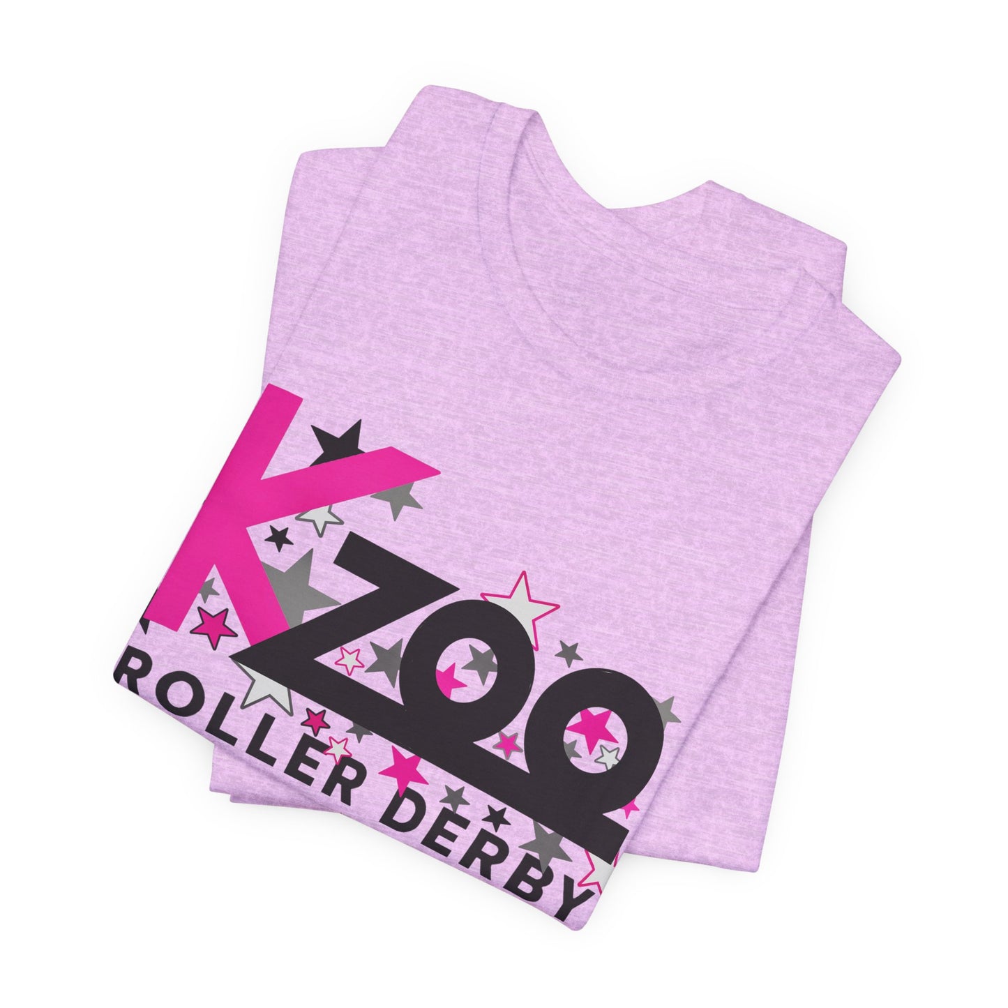 KZoo Roller Derby T-Shirt — Pink & Black Star Logo Tee